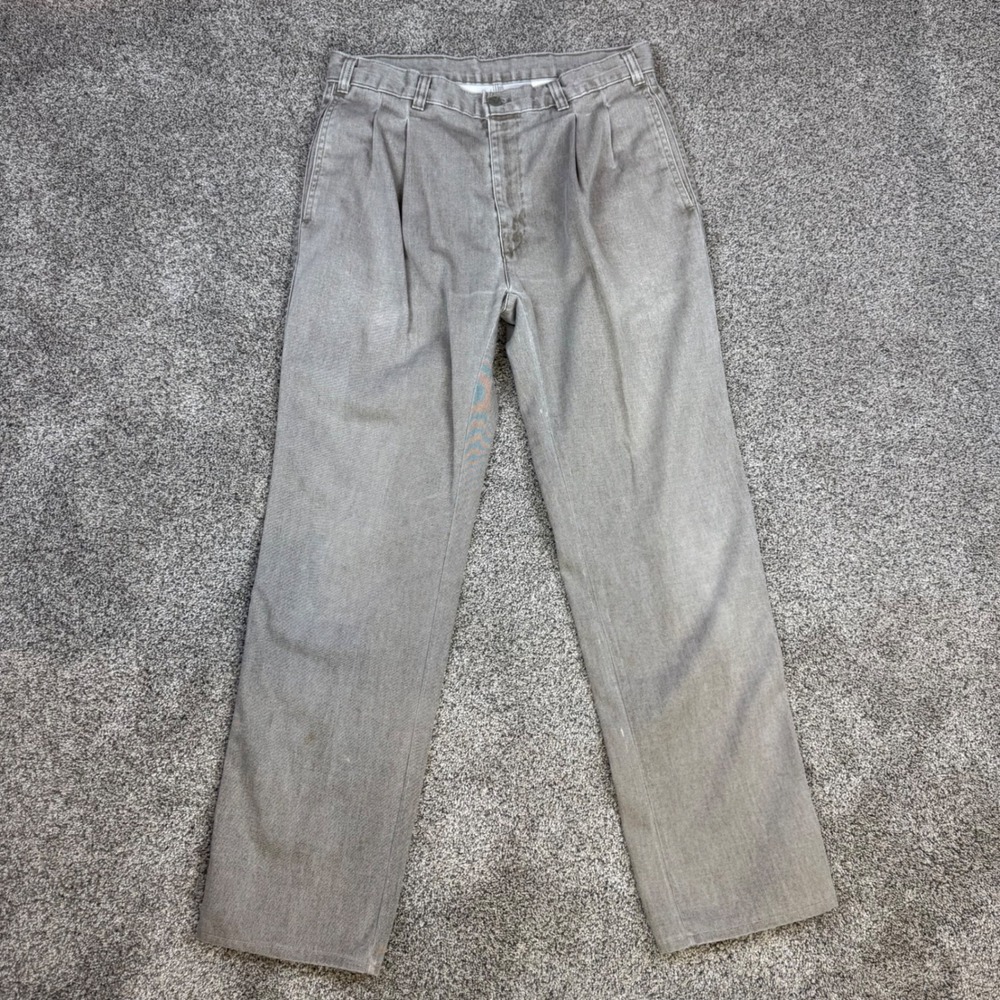 Vintage Duck Head Officer Corps Pleated Pants Mens 31x30 Grey Brown Faded Twill